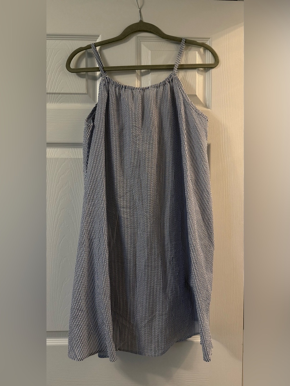 SHEIN Blue and White Striped Spaghetti Strap Sundress